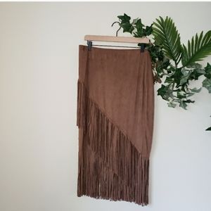 Mossimo Supply Suade Boho Fringe Maxi Skirt